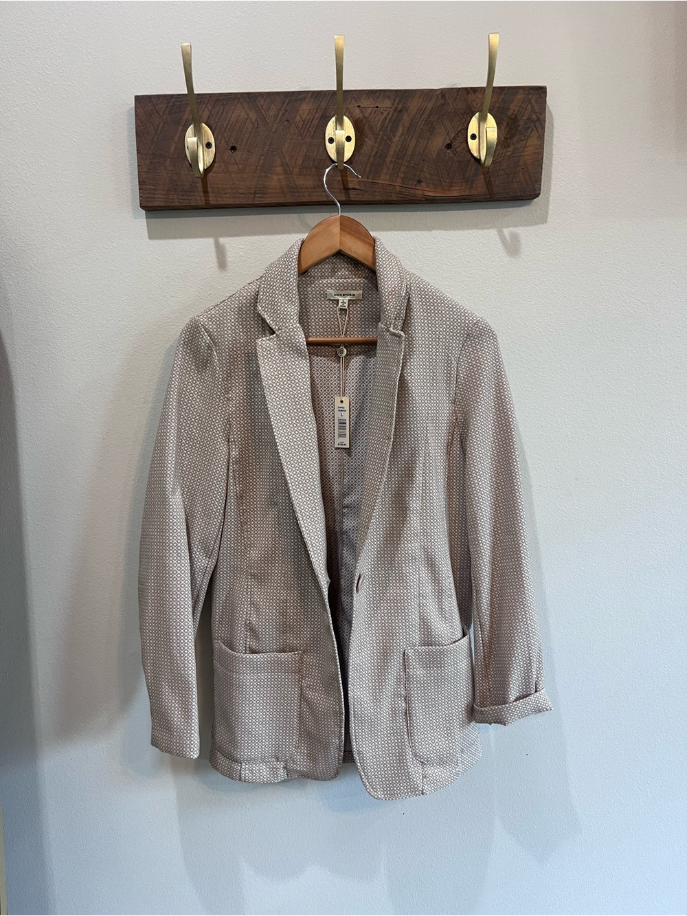 Women's Beige Textured Blazer - max studio size large NWT